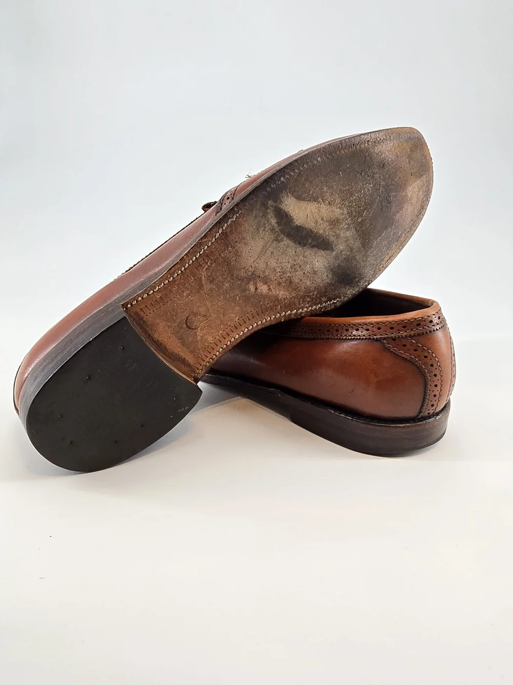 Allen Edmonds Cognac Brown Leather Tassel Kiltie Slip-On Loafers Bridgeton 10 C